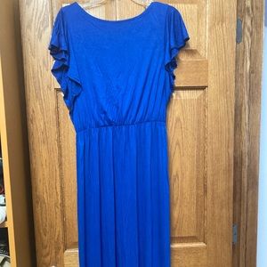 Blue flutter sleeve full length maxi. NWOT